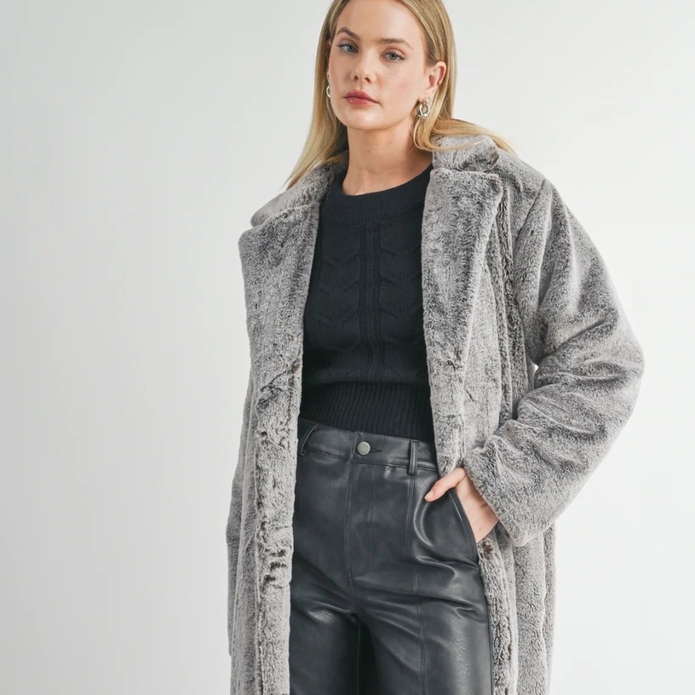 DARING 2 TONE VEGAN FUR COAT